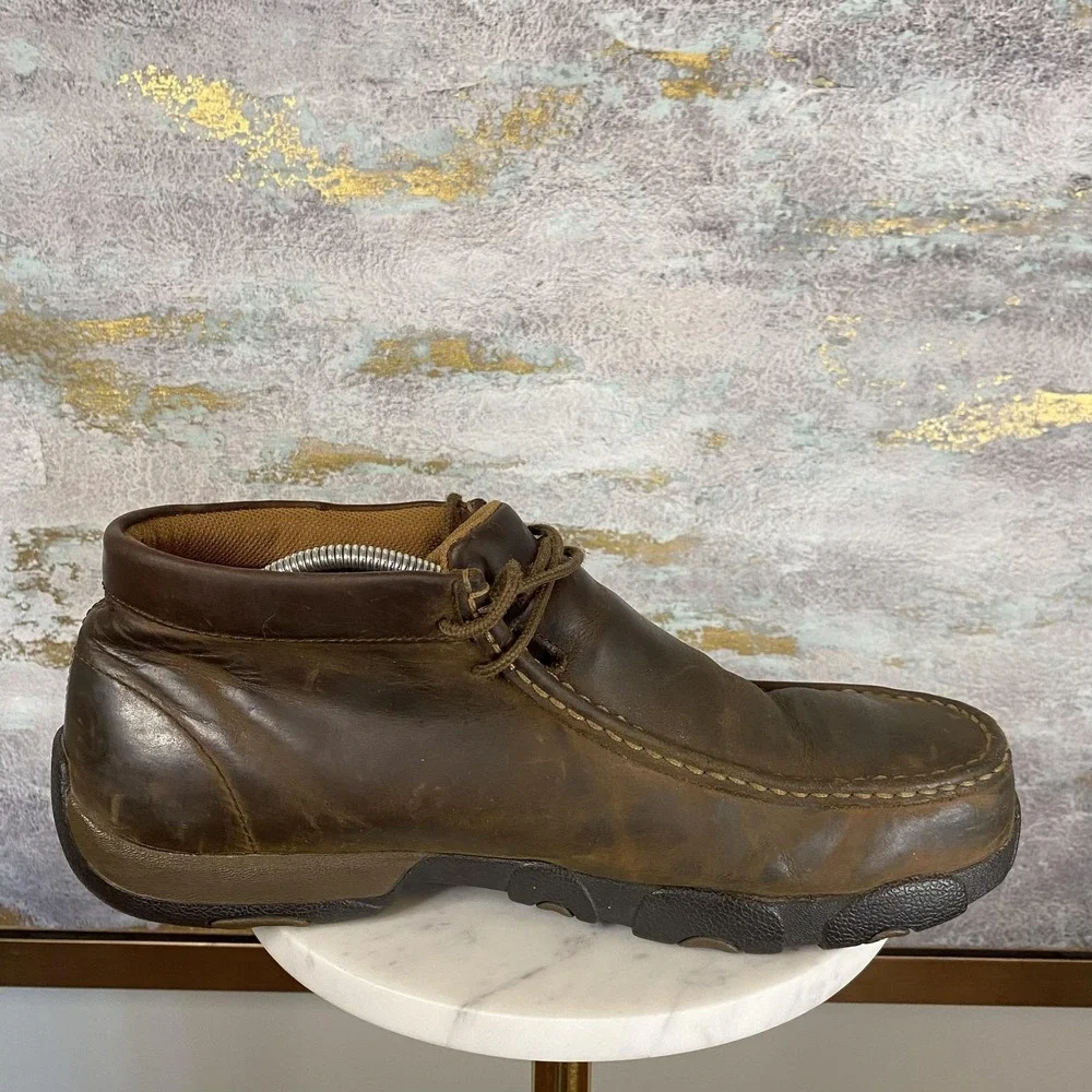 Twisted X Chukka Boots Mens Size 11.5 M Brown Leather Steel Toe Slip Resistant